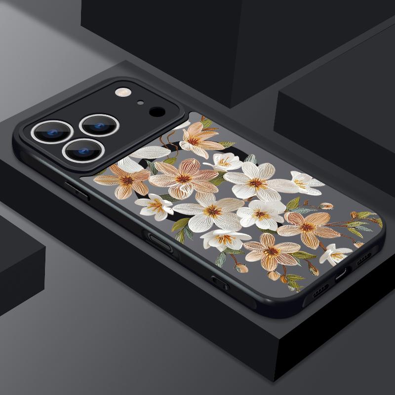 Vintage Floral Pattern Case For iPhone 17 Pro Max Magnetic For Magsafe Rugged Bumper Cover For iPhone 16 15 14 13 Pro Max