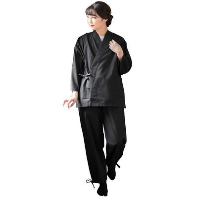 [KIMONOMACHI] Original Women's Samue (Smoke Work Clothes) - Single Item, Black, Size Small, Loungewear