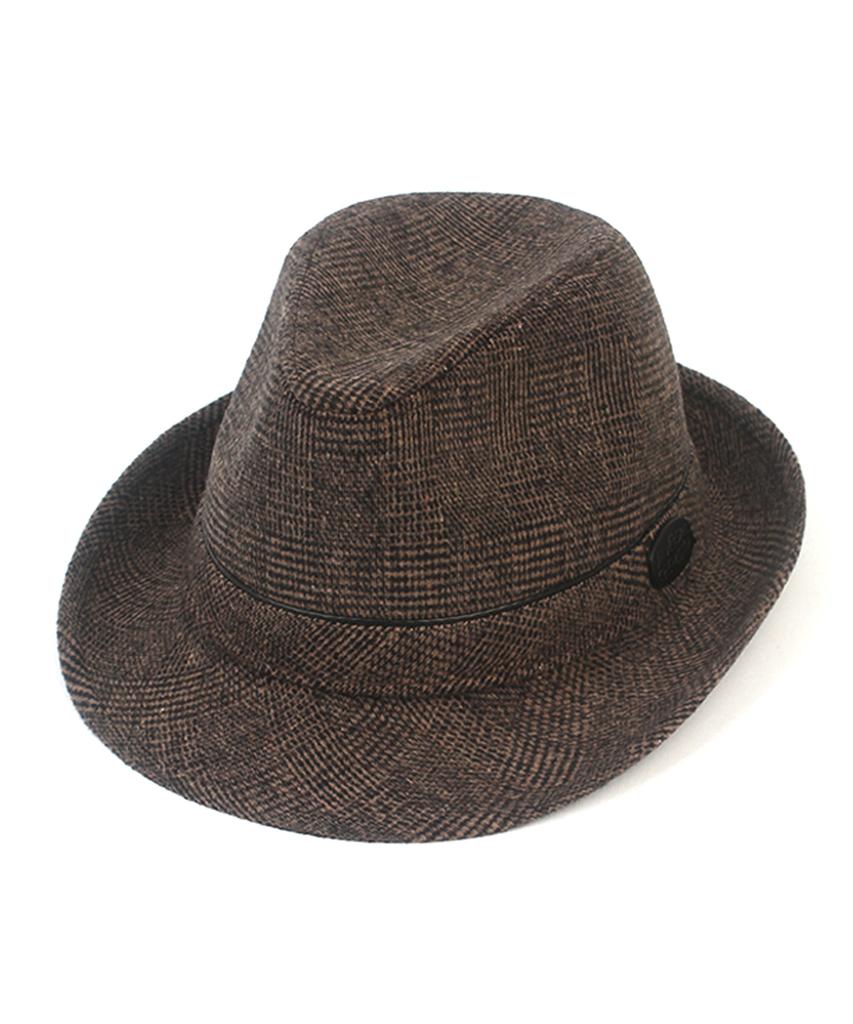 Yunibeosyeolkemiseuteuli Bu Glencheck Piping Beige Fedora - Big Size Fedora