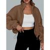 Women S Fleece Zip Up Stand Collar Long Sleeve Casual Jacket