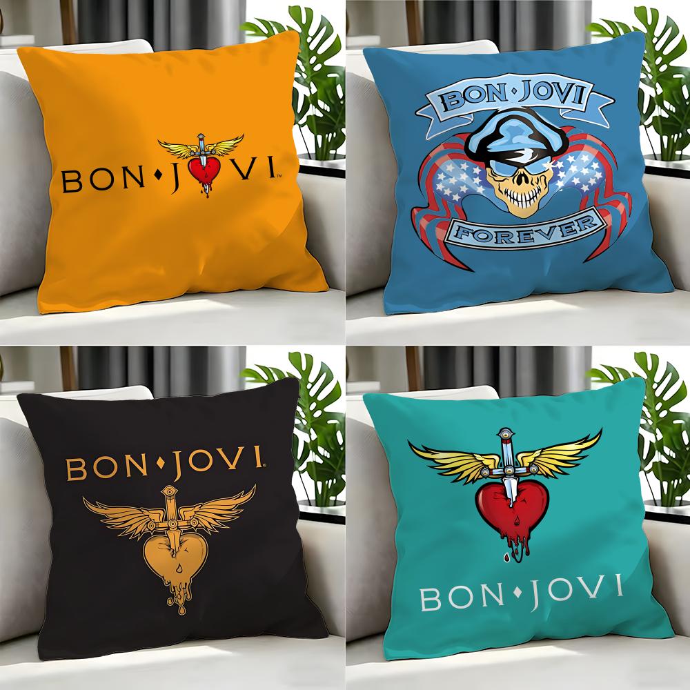 Rock Bon Jovi Cushion Cover Cushion Cover Set 4Pcs 50X50 45X45 40X40 Pillowcase Decorative Sofa Home Decor