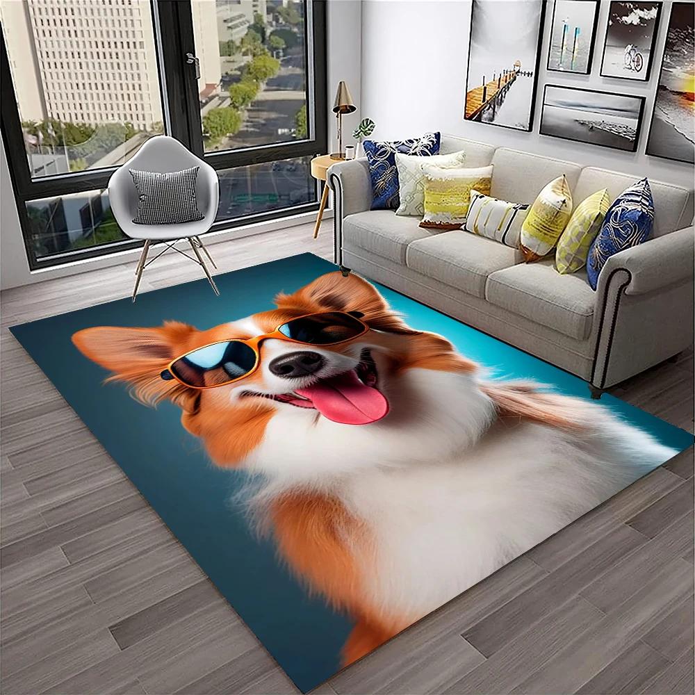 Cute Dog Samoye,Chihuahua,Koki Pomeranian Husky Cartoon Carpet Rug for Home Living Room Bedroom Sofa Doormat Decor,kid Non-slip