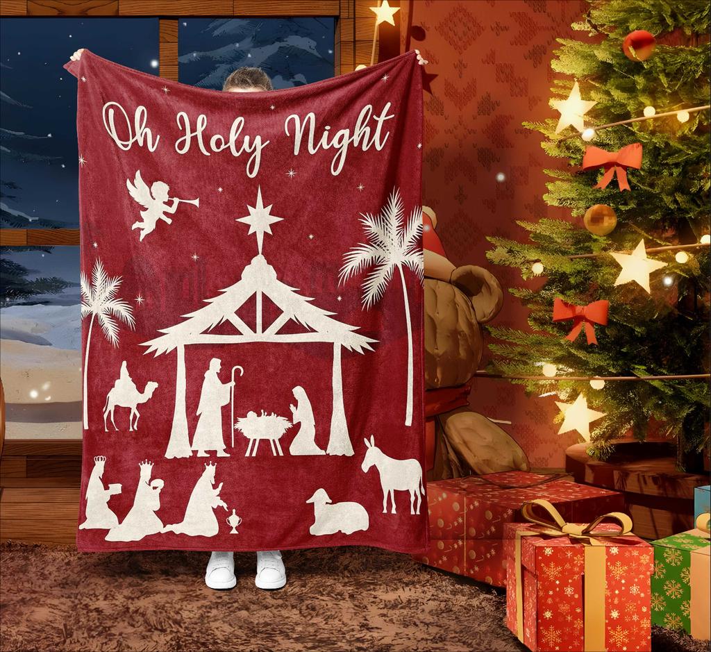 1PC Christmas Throw Blanket Santa Snowman Bed Blanket Winter Snowflake Blanket Warm Cozy Fuzzy Plush Couch Blanket Holiday Decor