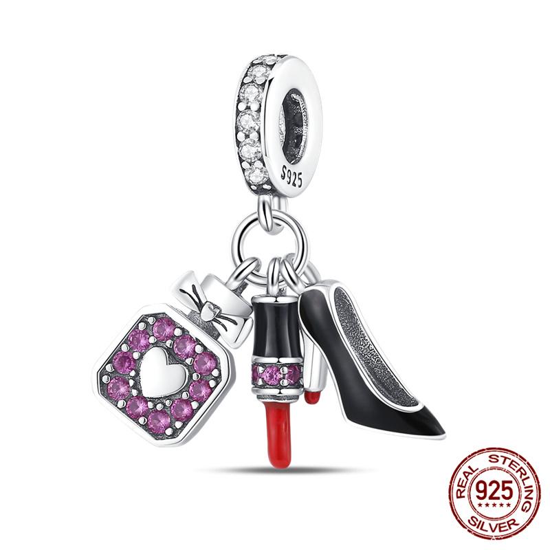 100% Copper Lipstick High Heels Bag Charms Fit Original Bracelet Jewelry Making For Women Gift