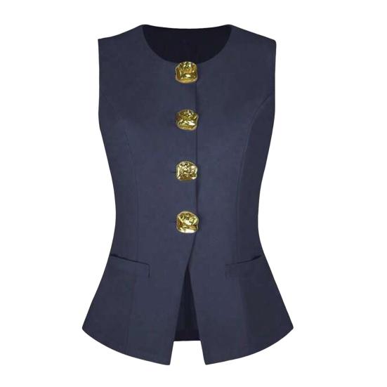 Damen Blazer Weste Schick Business Ärmellos Anzugweste Lässig Knopfleiste Büro Arbeit Weste Top