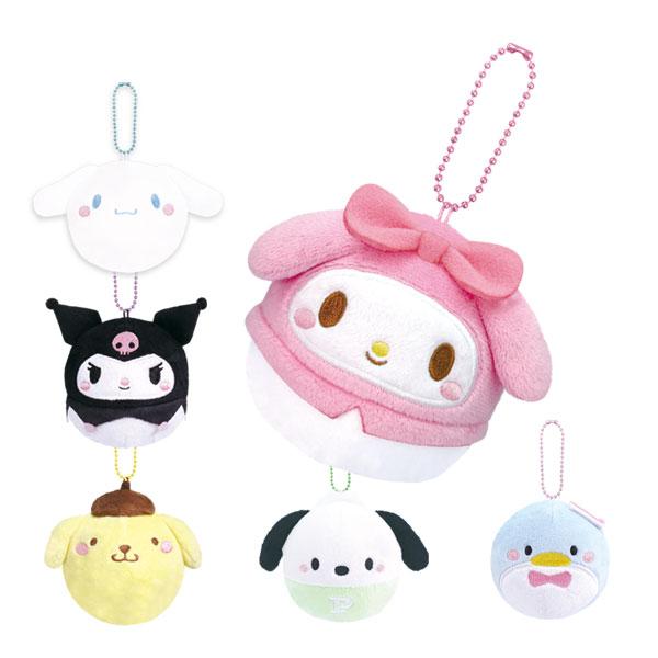 Sanrio Characters Nukuizu Cinnamoroll My Melody Kuromi Pompompurin Pochacco Tuxedo Sam Osto Soft Mascot Keychain Texture Healing Ball Chain Charm Doll
