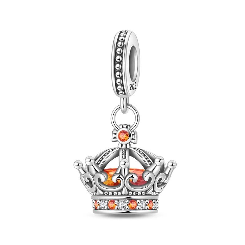 Copper Metal Princess Crown Charm Bead Component Cake Trojan Bead Component Pendant Bead Component Compatible With Authentic Original Necklace