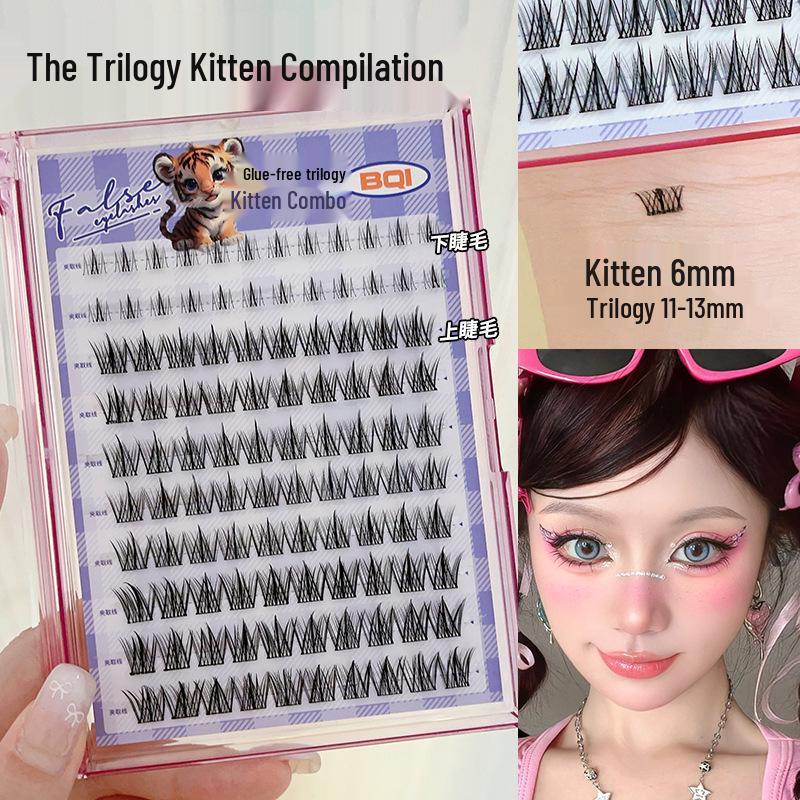 Eyelash Book: Adhesive-Free False Eyelashes - 10 Rows of Individual Upper & Lower Clusters for Beauty Makeup