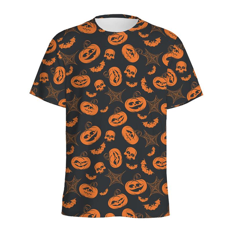 Halloween Pumpkin Pattern T Shirt For Men Tops Round Neck Tee Shirts Street 3D Printing Party T-Shirt Women Kids Short Sleeves