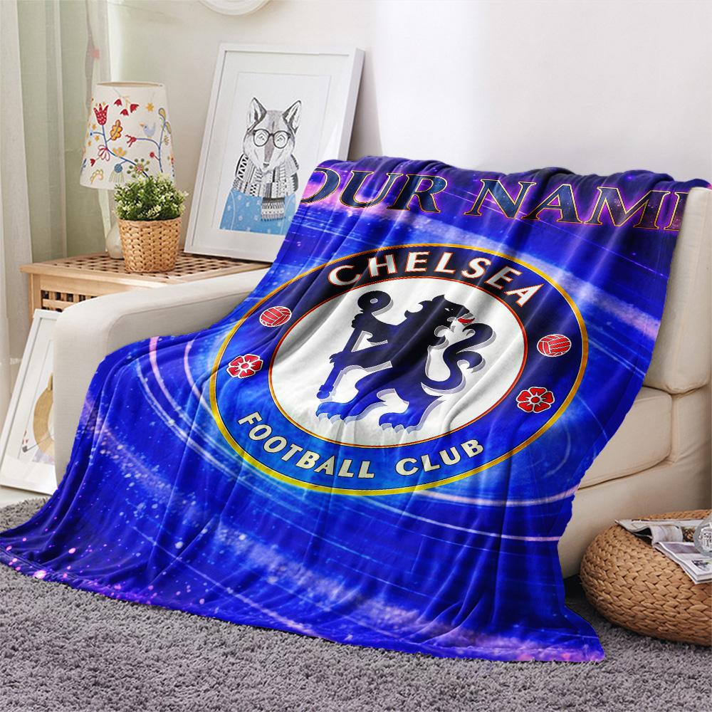 Custom Name Chelsea Football Club Flannel Blanket, High Quality Comfortable for All Seasons, Home Decor, Warmth and Comfort