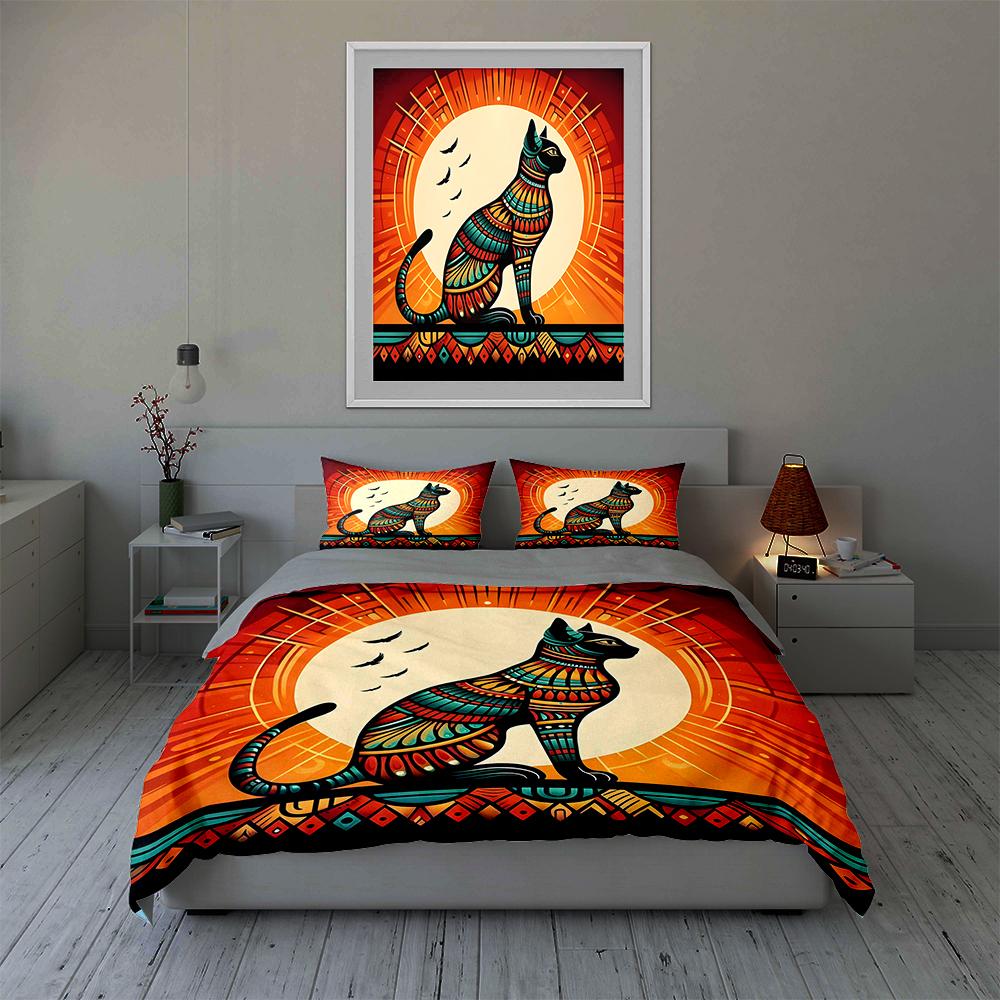 Stylized cat silhouette. Bedding Duvet cover sets Duvet covers Pillowcases gifts (1 * Duvet Cover 2 * Pillowcases, without duvet insert)