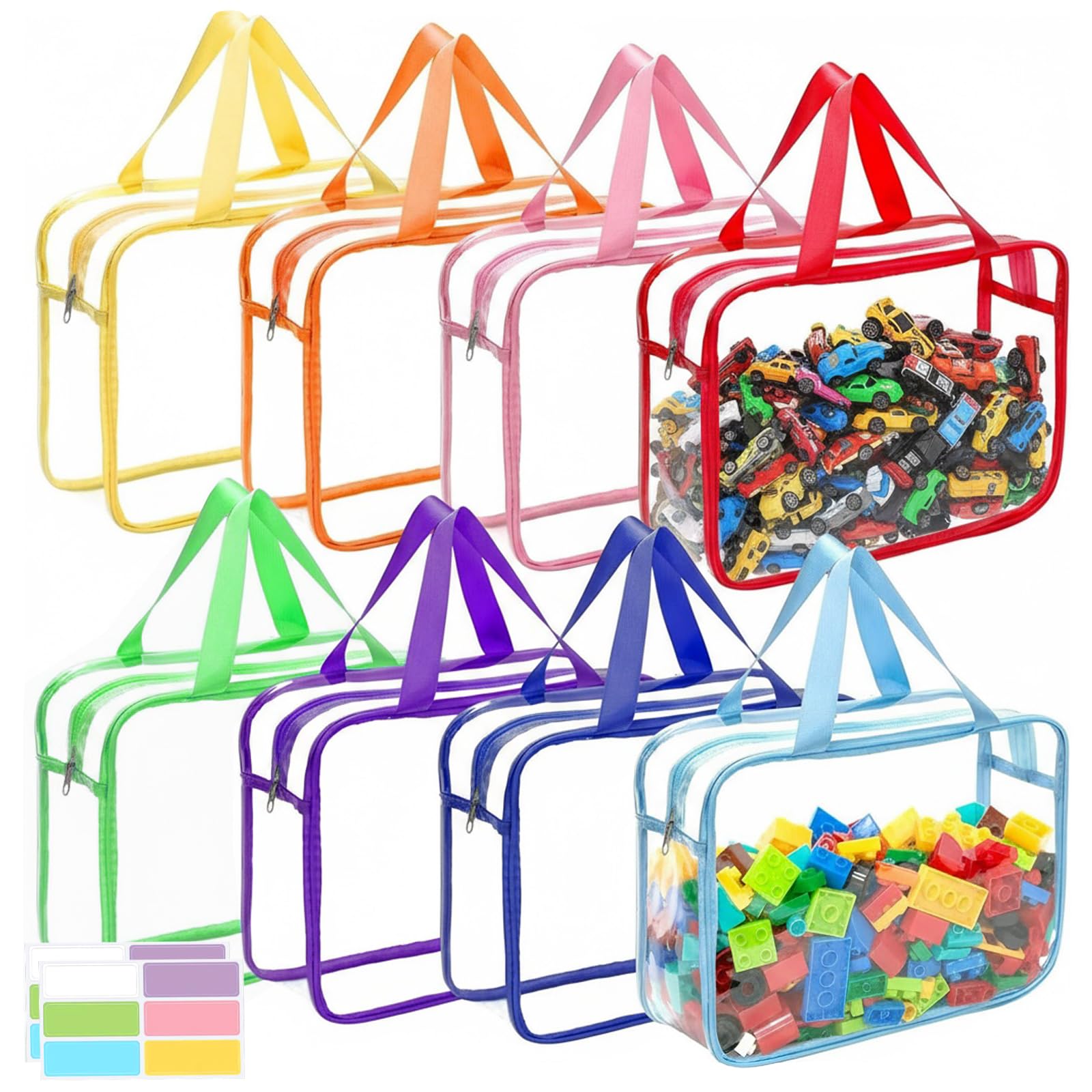 

Wonninek Large 8-Piece Lego Storage Bag, Thickened Transparent Toy Storage Box with Zipper, Reusable, Waterproof, Kids Toy Organizer for Board