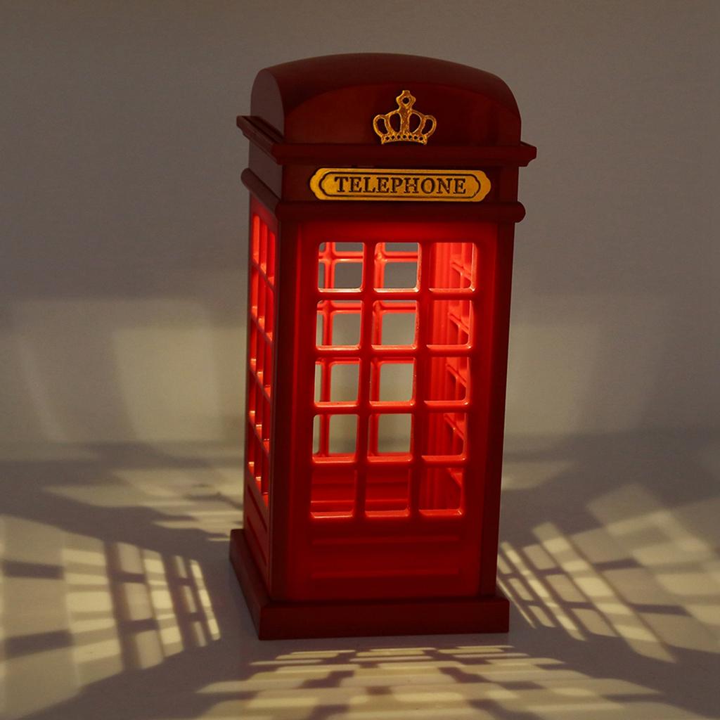 Vintage Night Light, Retro Telephone Booth Phone Booth Telephone Booth Night Light Dimmable Yellow LED Desk Lamp