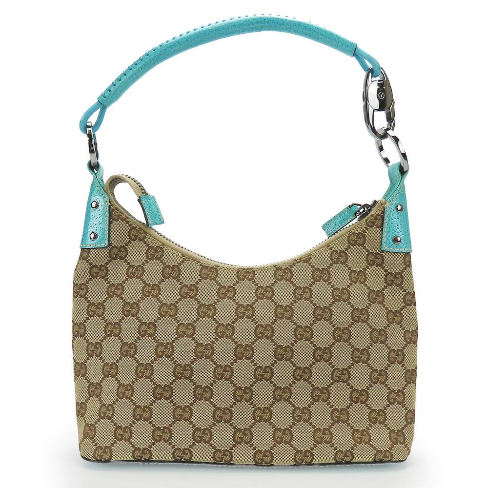 Used GUCCI Shoulder Bag 115002 GG canvas/leather beige Blue Shoulder