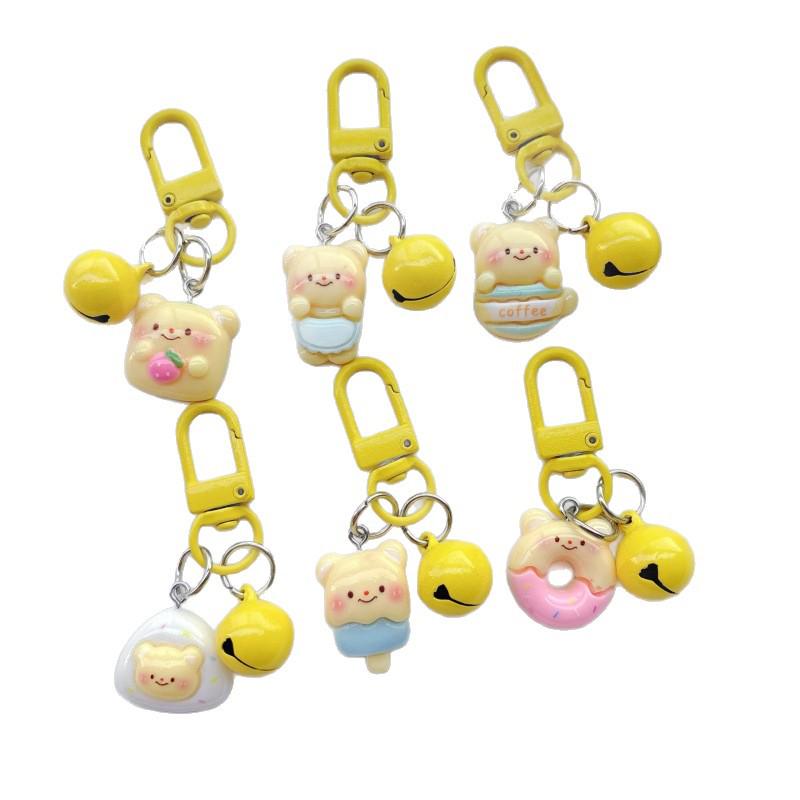 Cute Custard Bear Keychain: Soft Cartoon Pendant for Girls & Students
