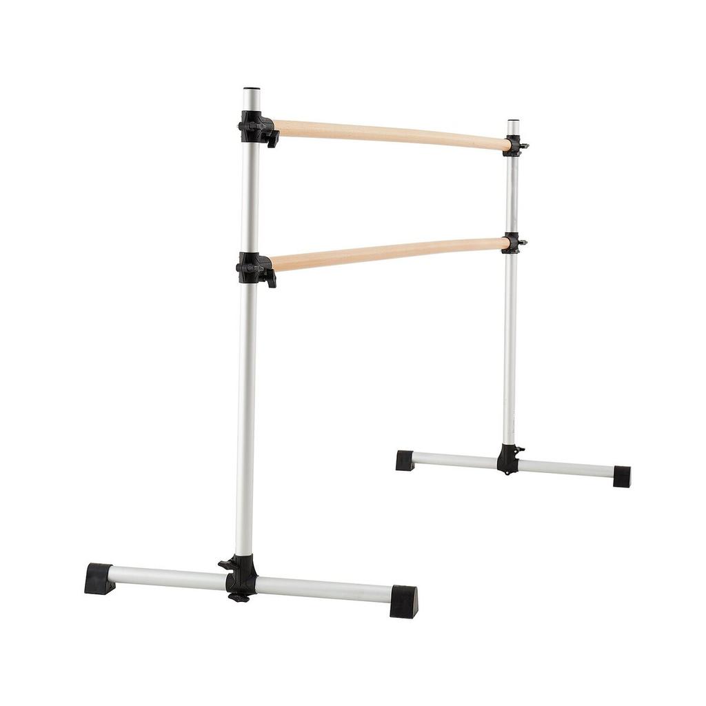 Ballet Barre, Double Beechwood Barre Bar for Home, Freestanding Portable Ballet Stretching Dance Bars, Height Adjustable Anti-Wobble Fitness Gym