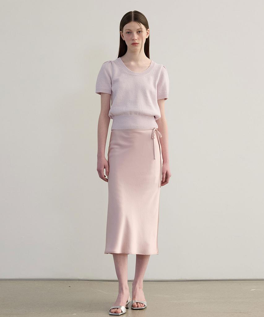 TTUDEMENT Satin Long Skirt (Pink)