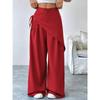 Pantaloni da Tuta Irregolari Larghi con Lacci per Donna Nuovo Design Slim a Gamba Larga per Donna Ufficio Monocolore Primavera Autunno Casual Moda Ufficio Pantaloni