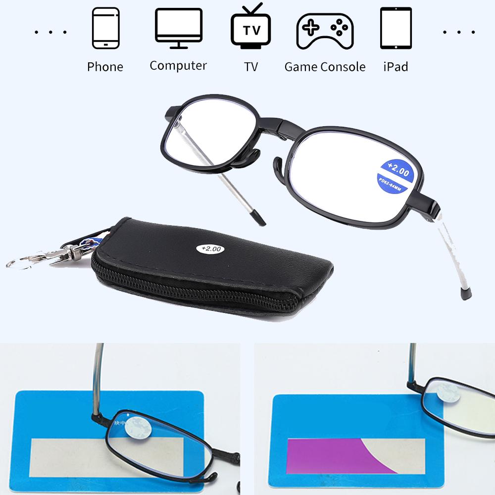 Ultra Thin Folding Reading Glasses For Men Women Metal Frame Comes With Portable Flat Hard Case