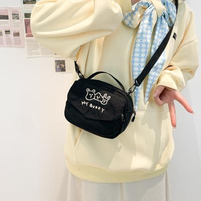 Cute Small Bag Women 2025 Trendy Retro Corduroy Small Square Bag Student Shoulder Mobile Phone Bag