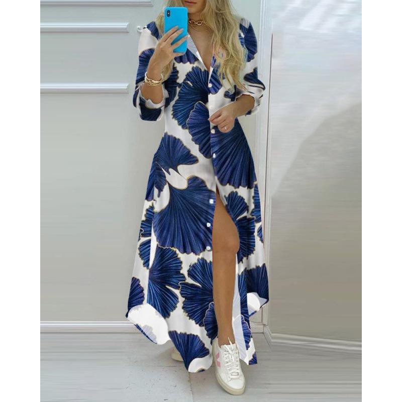 Europäisch Amerikanisches Sexy Hemd Langer Rock Kleid für Frauen, Heiße Frühling/Sommer Mode