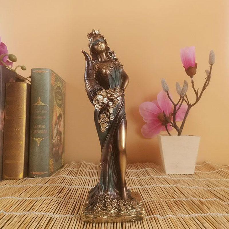 Nordische Vintage Harz Reichtum Gerechtigkeit Göttin Dekoration Haus Wohnzimmer Statue Ornamente Arbeitszimmer Büro Einrichtungszubehör Artikel