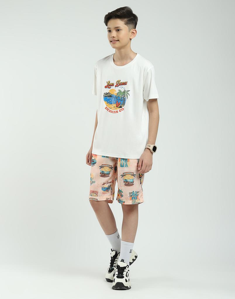 Boys Regular Fit Printed Co-ord Set | Half Sleeve Shirt with Shorts | Casual Co-ord Set for Boys