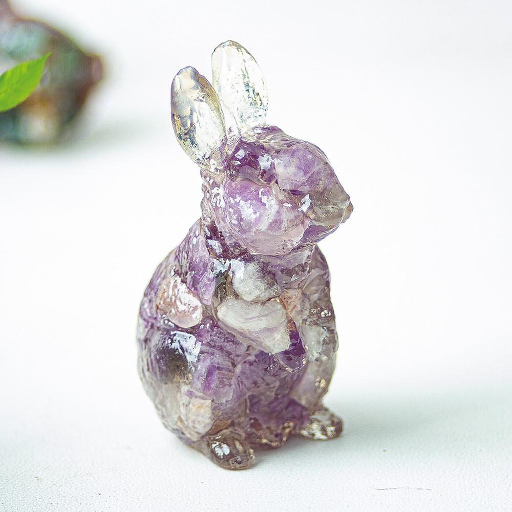 Resin Crystal Standing Bunny Decor For Home Office Gift Collectible