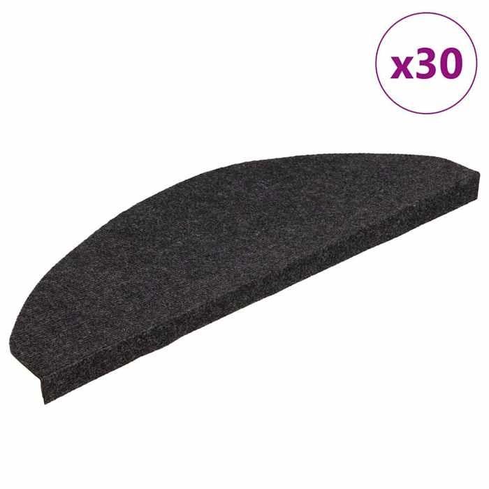 VidaXL Tapis d'escalier auto-adhésifs 30 pcs noir 65x22,5x3,5 cm, bande de roulement, tapis de bande de roulement 3365907