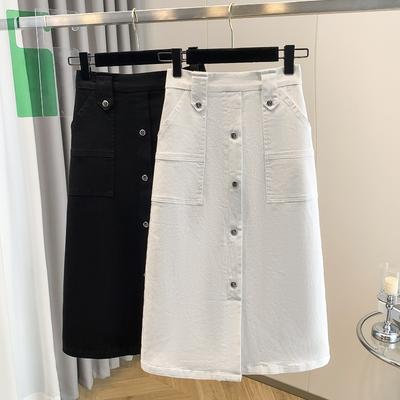 DIMANAF 2025 Plus Größe Frühling Denim Röcke Frauen Kleidung Taschen Mode A-linie Jeans Rock Hohe