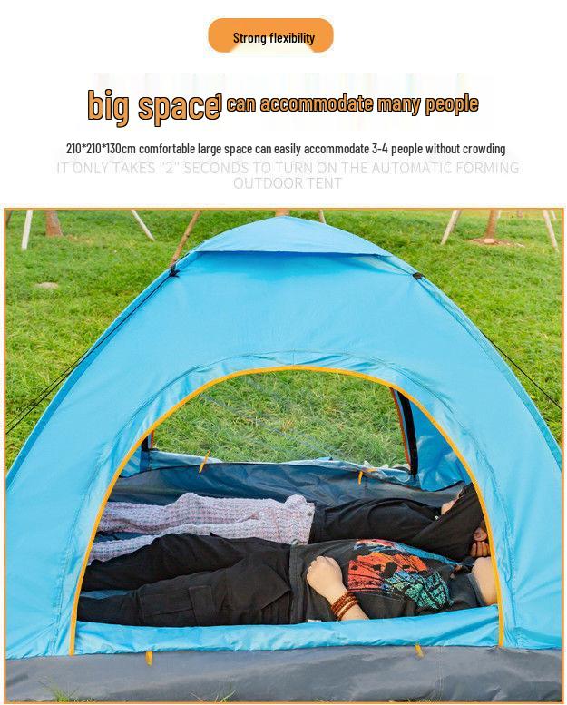 Waterproof Automatic Folding Camping Tent for 1-2 Persons with Sun Protection & Mosquito Repellent