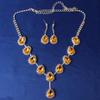European & American Fashion Colored Diamond Teardrop Necklace & Earrings Set - Bridal Jewelry