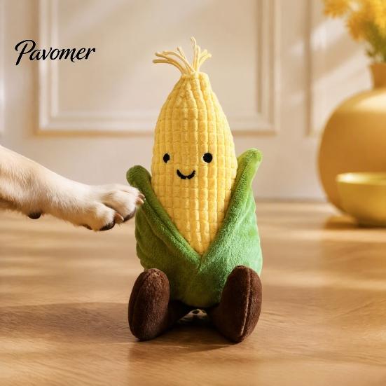 Dog Chew Toys Plush Corn Toy, Squeaky Stuffed Soft Teething for Dogs Puppy Toy Small to Medium Natural Biting