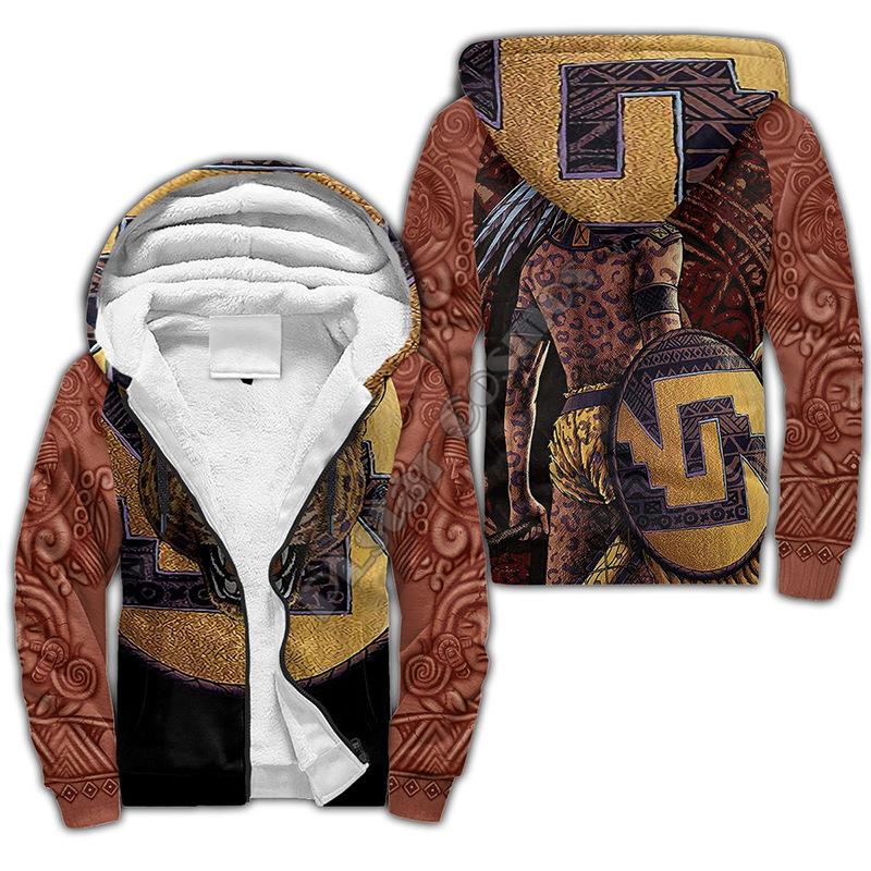 Moletom Quente de Veludo Estilo Outono e Inverno para Homens Conforto e Casual Moletom Cardigã com Capuz Estampado Digital 3D Tatuagem