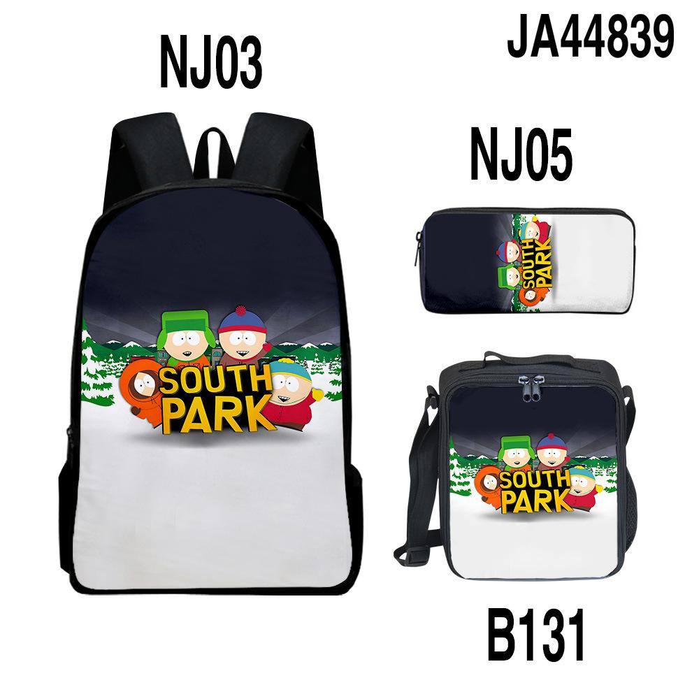 Trendy Popular Novelty SOUTH PARK 3D Printed 3pcs/Set Student School Bags Laptop Daypack Backpack Lunch bag Pencil Case