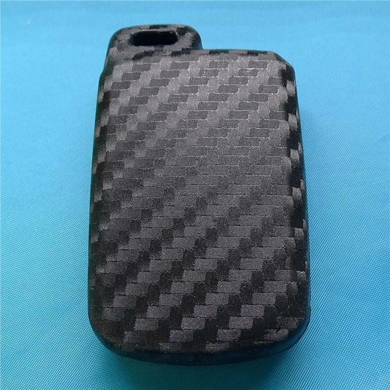 1 Pcs Carbon Fiber Silicone Car Key Fob Case Cover Keychain Fit For Toyota Camry Corolla Avalon Rav4 Land Cruiser