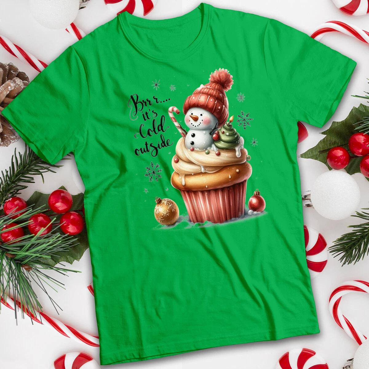 Mens and Womens Snowman Cupcake Christmas T-Shirt Tee #MC 2XL