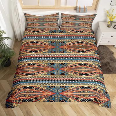 Bohemian Geometric Duvet Cover Set Full,Vintage Circle Rhombus Tribal Bedding Set Colorful Ethnic Indian Aztec Style Quilt Cover