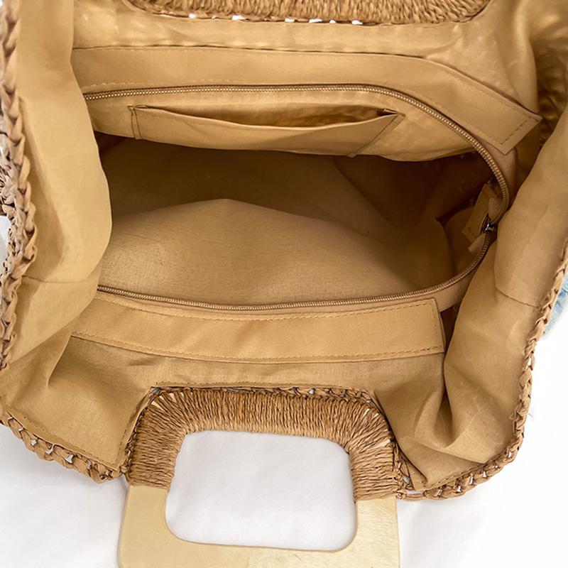 Elegant Female Square Shopper Totes Summer High-quality Straw Bag Women's Designer Large Capacity Handbag Woven Travel Beach Bag