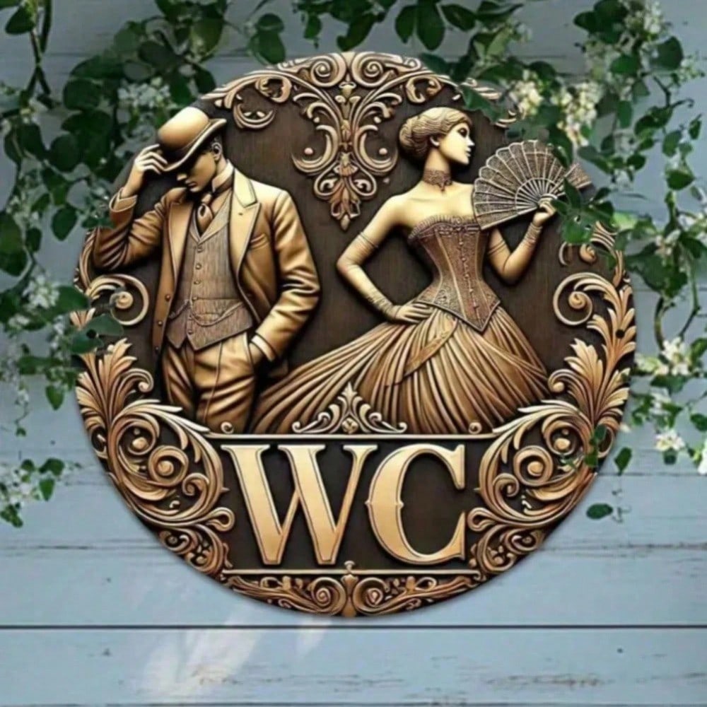 

Vintage 2D Metal Wall Art Elegant Pattern Removable Decal for Bar Cafe Living Room 20x20