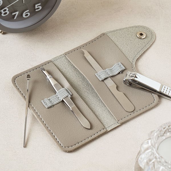 Faux Leather Pouch Nail Clipper Set