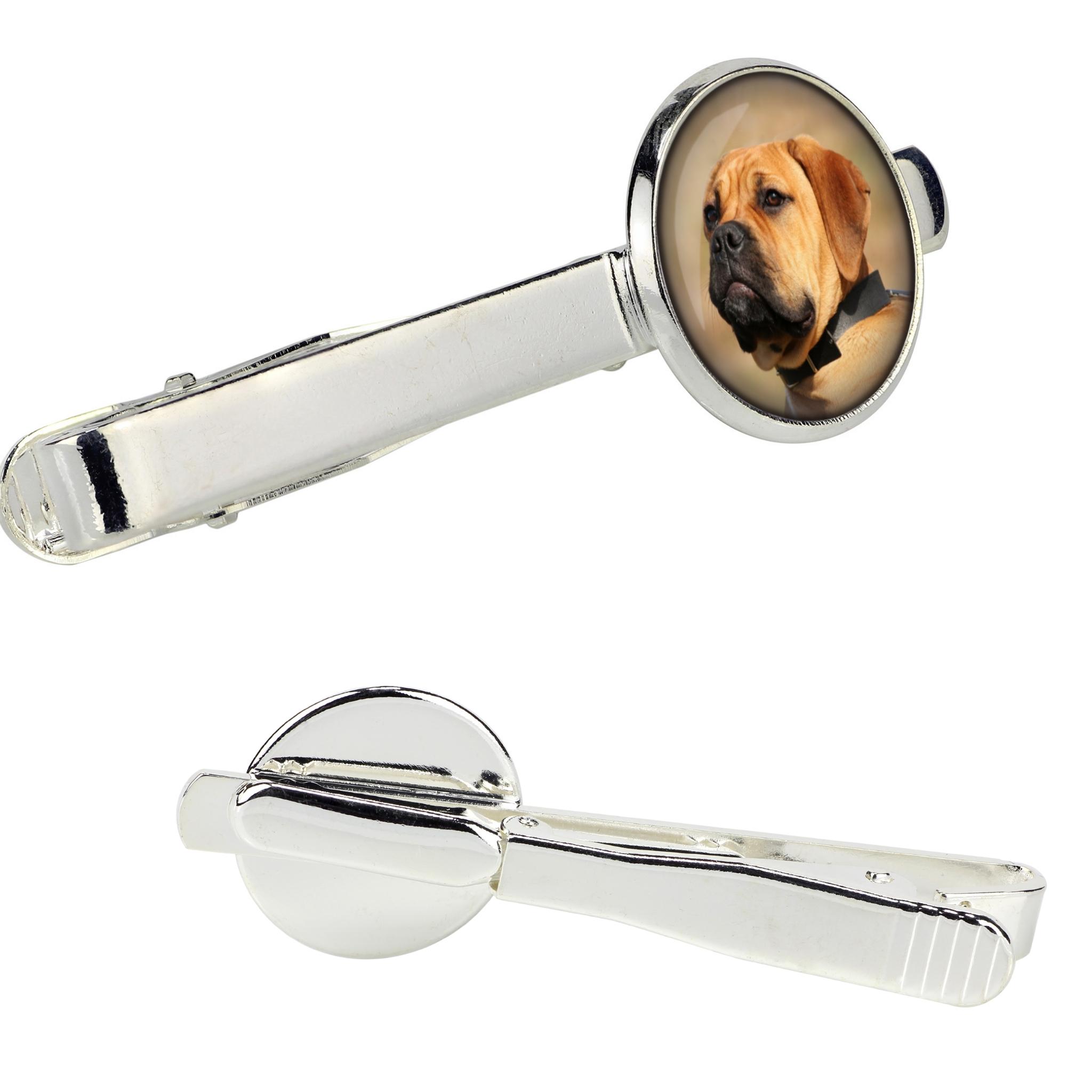 

Bullmastiff - tie clip in a box, stylish tie, personalized jewelry from the Art-Dog brand срібний