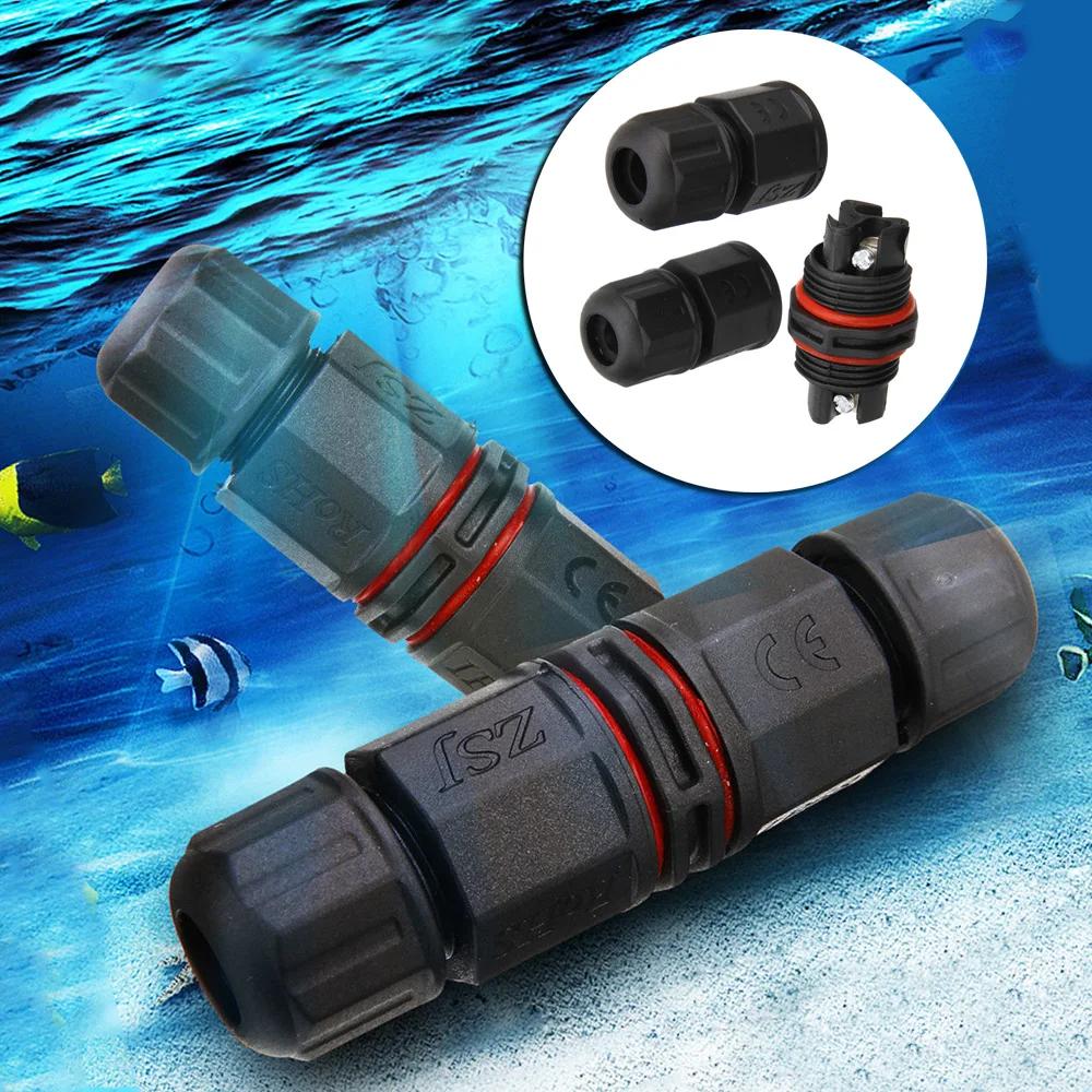 Easy To Use IP67 Waterproof Electrical Connector Cable Wire 3 Pin Screw Fixed Black Outdoor Socket For Electrical Wire