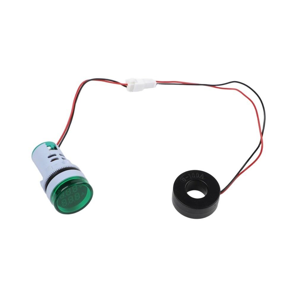 For Mini Digital LED Voltage Current Meter 22mm Cutout AC20V to 380V 0A to 100A