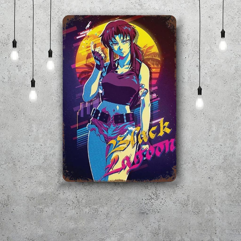revy black lagoon Funny Bar Metal Sign Retro Plaque Sign Alcohol Drinker Pub Club Man Cave Kitchen Wall Decoration