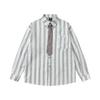 Striped Cotton Long Sleeve Shirt Loose Fit Casual Top Men Women Teenagers