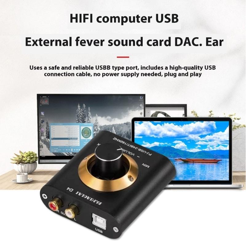 Audios Decoders External Sound Card For HiFi Music Volumes Control Knob USB Plugs and Play Desktop Notebook Compatibility