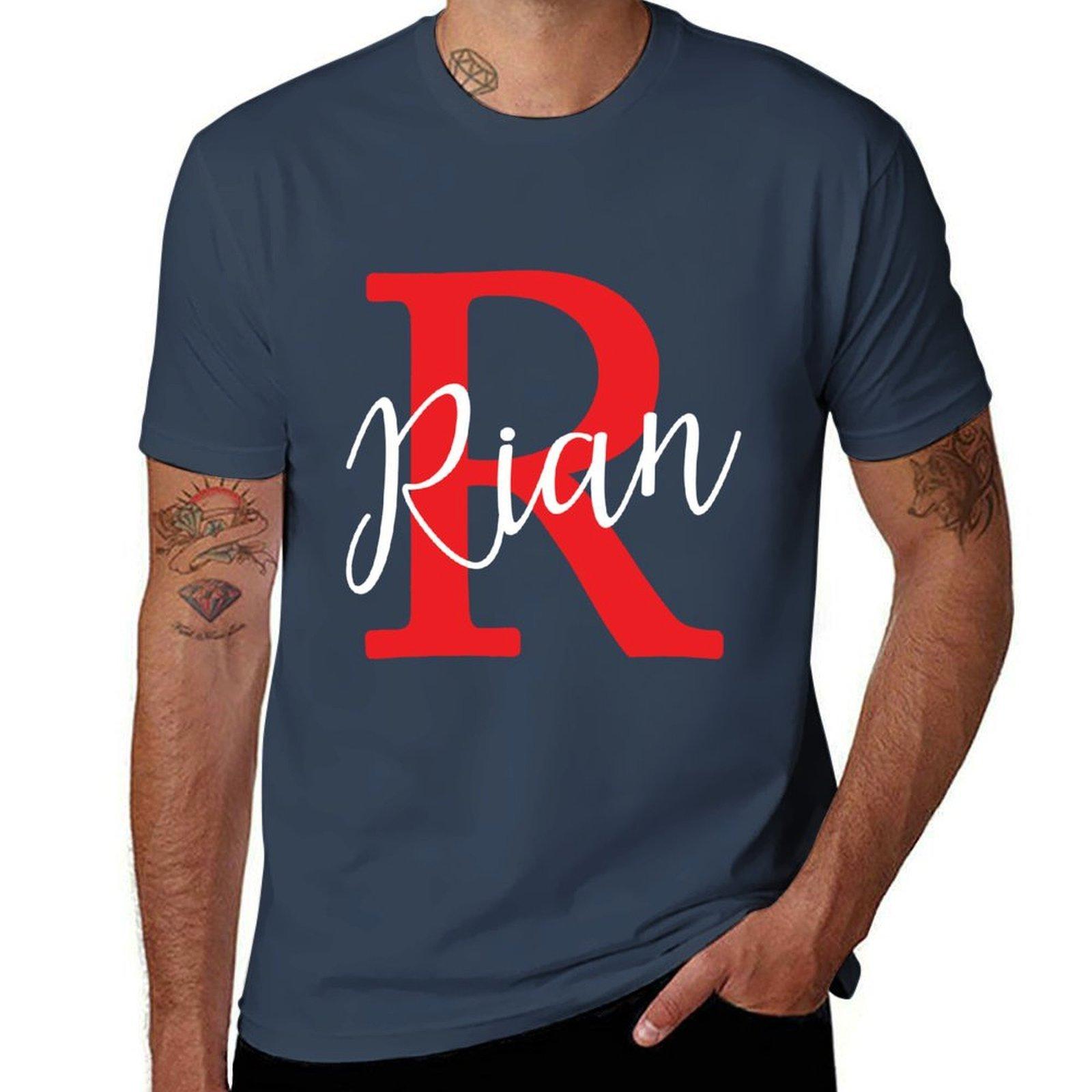 Personalised Kids Name Initial Red Tshirt Basic All Season Solid Tshirt S