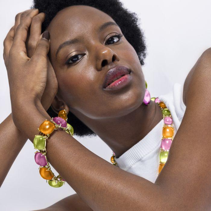 Bracelet - Luxenter - Tosab - Cristal multicolore - finition or jaune 18k - 16 cm + 3 cm de rallonge