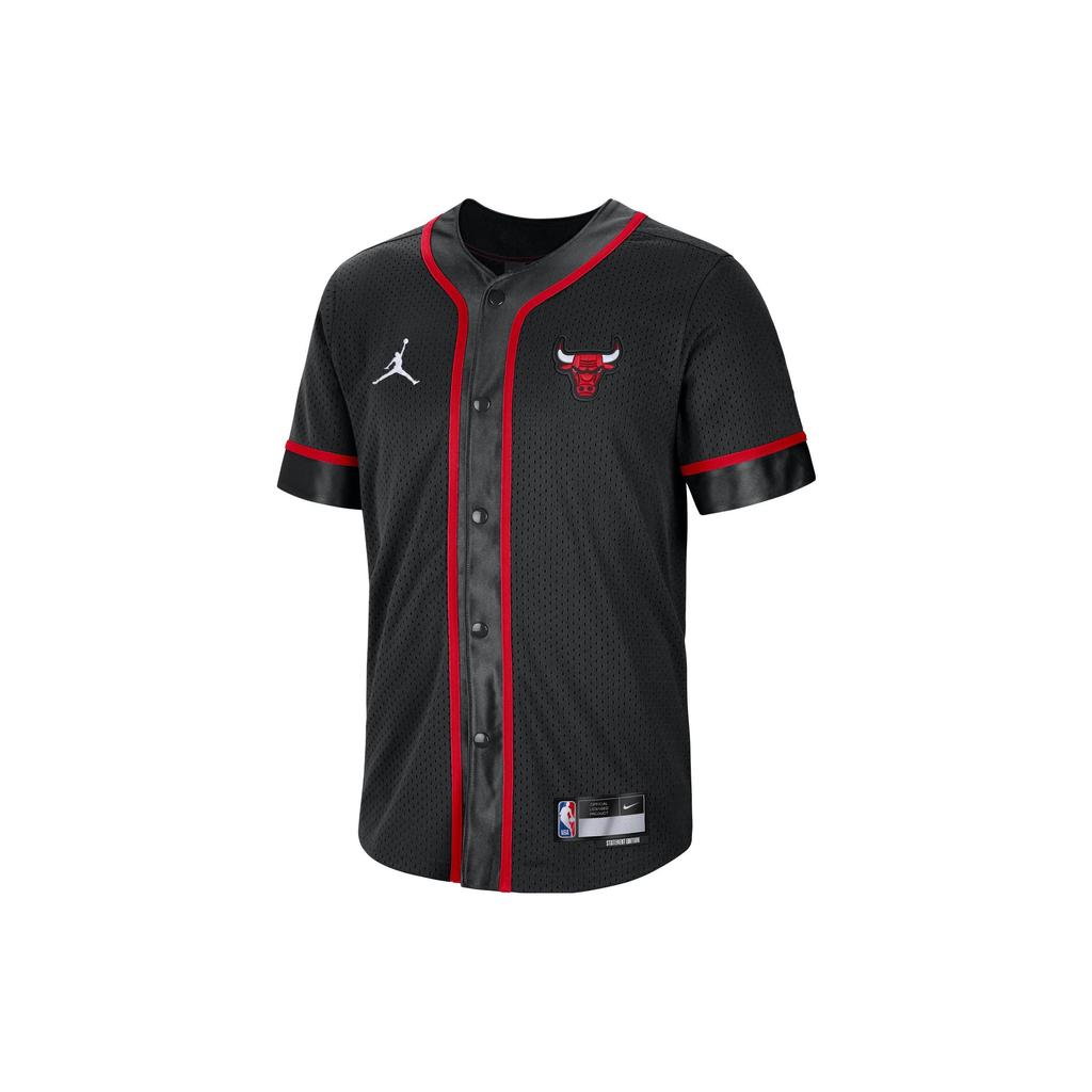 Nike Dri-Fit NBA Chicago Bulls Striped Print V-Neck Short Sleeve T-Shirt Men Tops Black University-Red White DR2405-010